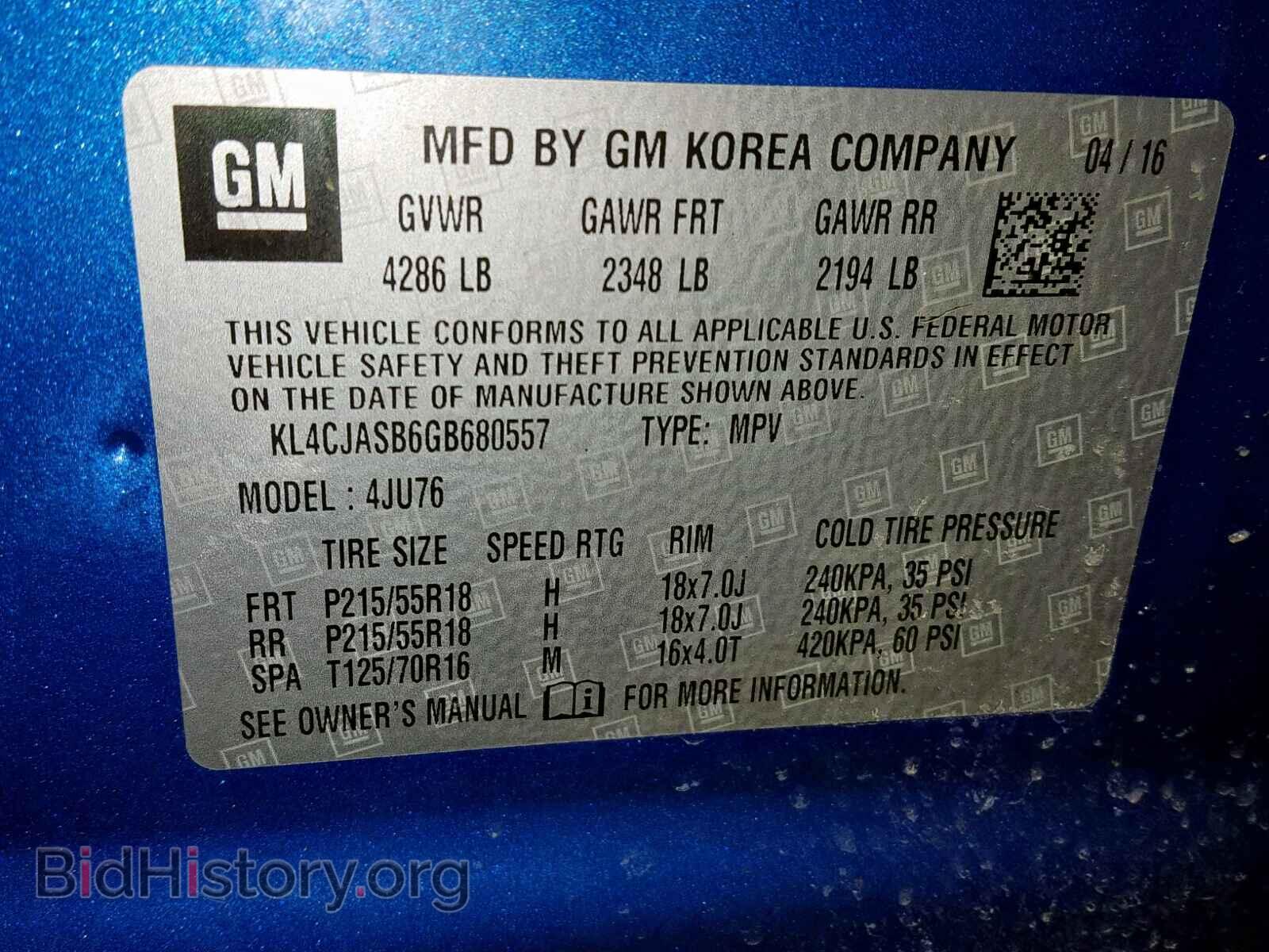2016 BUICK ENCORE - VIN: KL4CJASB6GB680557 - Фото 10