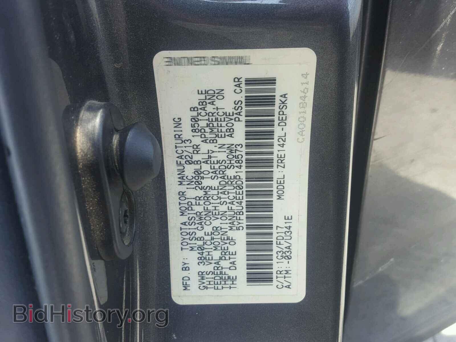 2013 TOYOTA COROLLA BA - VIN: 5YFBU4EE0DP148573 - Фото 10