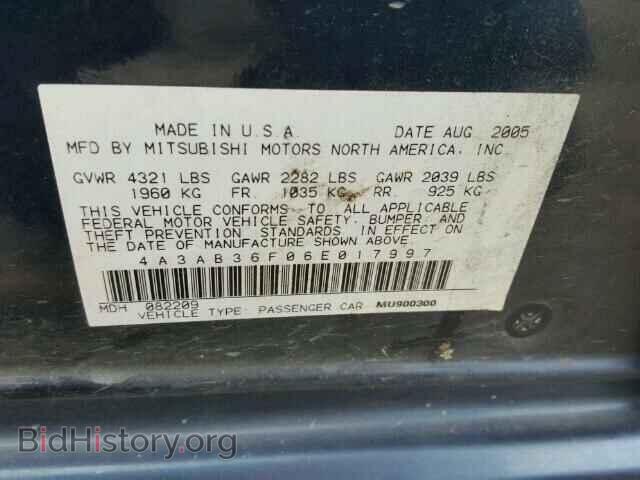 2006 MITSUBISHI GALANT - VIN: 4A3AB36F06E017997 - Фото 10