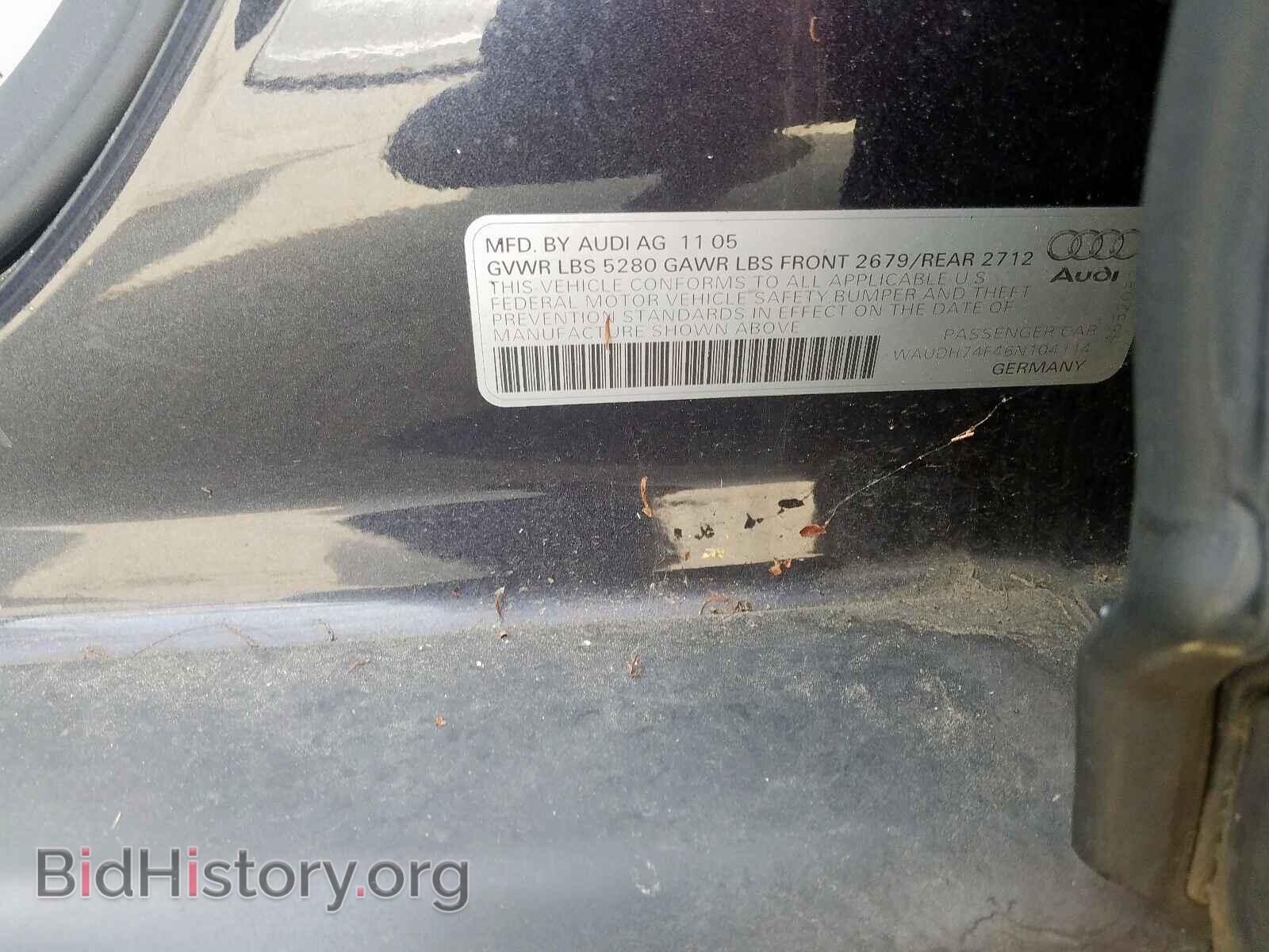 2006 AUDI A6 - VIN: WAUDH74F46N104114 - Фото 10