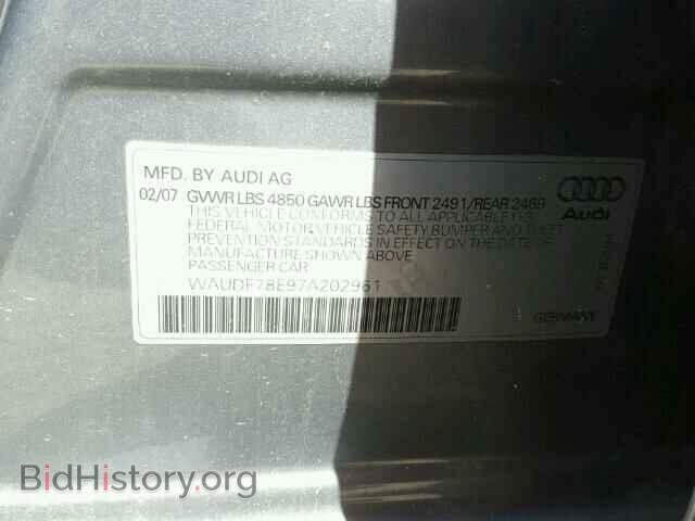 2007 AUDI A4 - VIN: WAUDF78E97A202961 - Фото 10