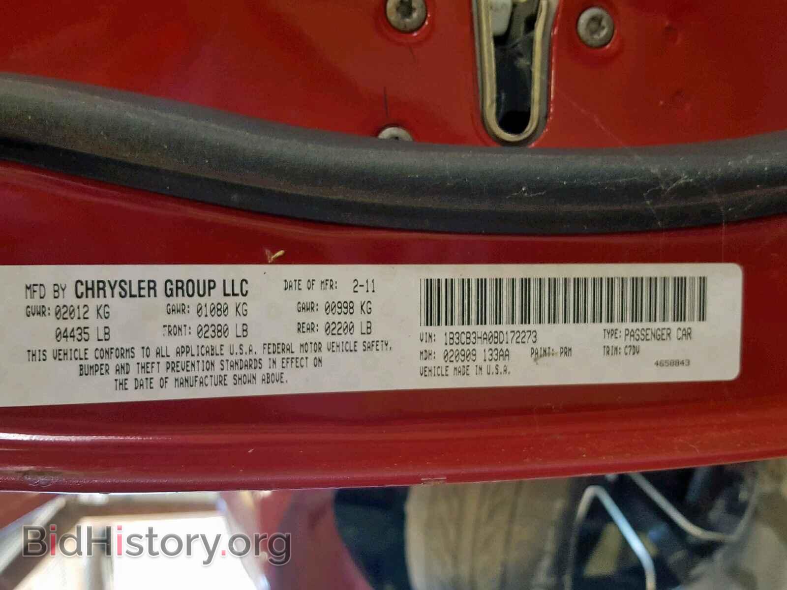 2011 DODGE CALIBER - VIN: 1B3CB3HA0BD172273 - Фото 10