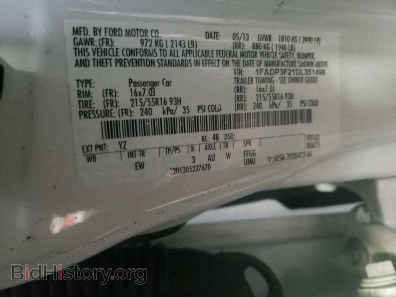 2013 FORD FOCUS - VIN: 1FADP3F21DL351498 - Фото 10