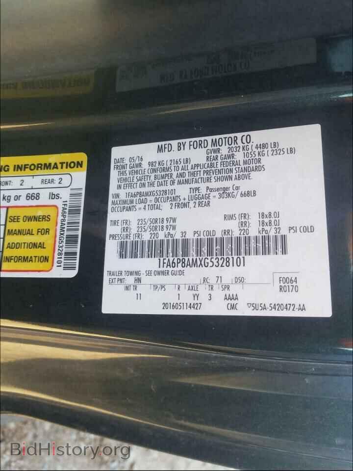 2016 FORD MUSTANG - VIN: 1FA6P8AMXG5328101 - Фото 10