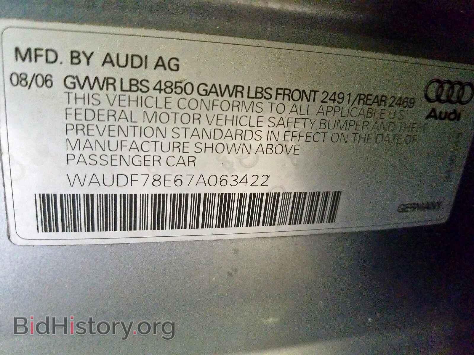 2007 AUDI A4 - VIN: WAUDF78E67A063422 - Photo 10