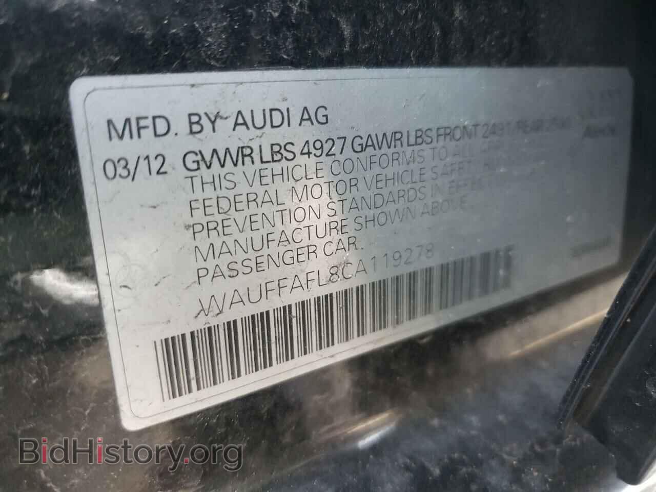 2012 AUDI A4 - VIN: WAUFFAFL8CA119278 - Фото 10
