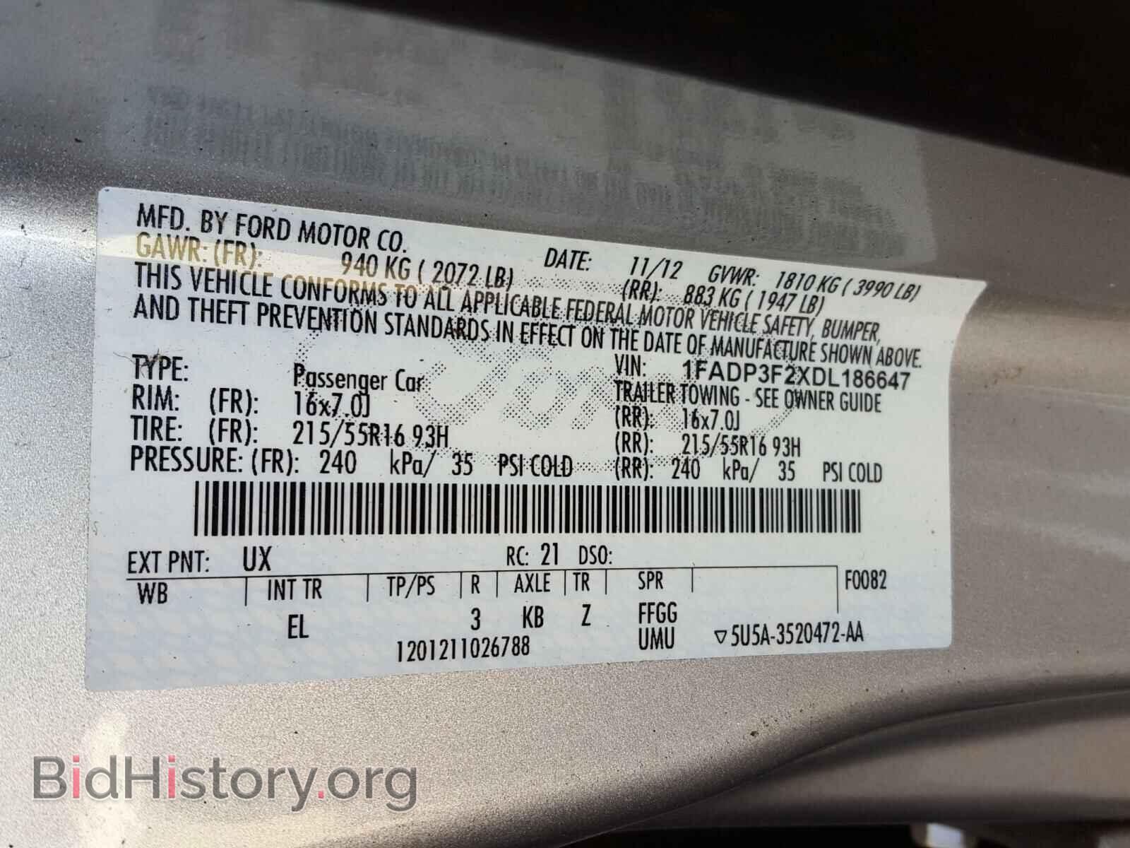2013 FORD FOCUS - VIN: 1FADP3F2XDL186647 - Фото 10