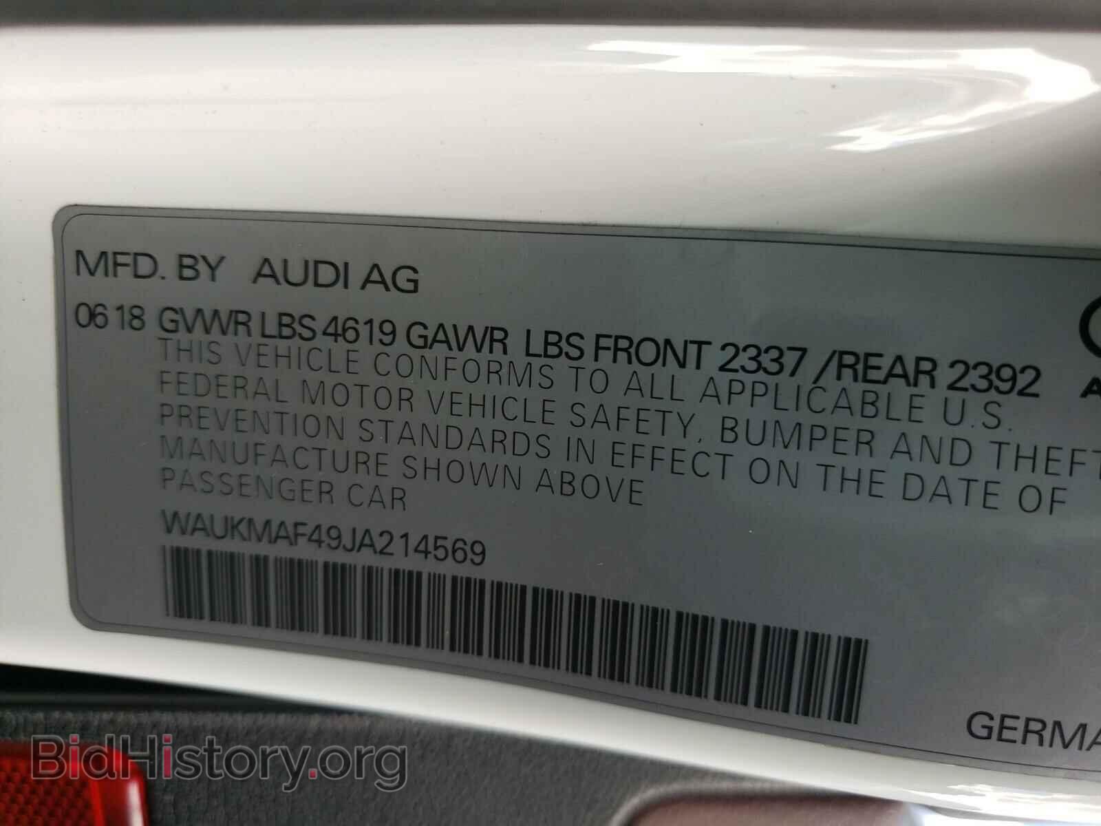 2018 AUDI A4 - VIN: WAUKMAF49JA214569 - Photo 10