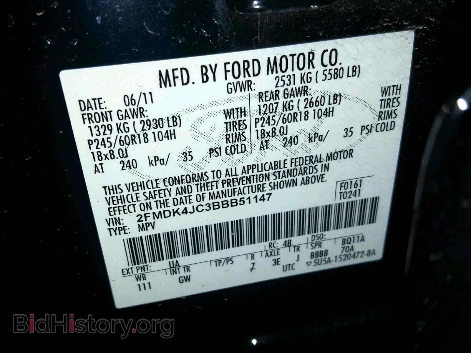 2011 FORD EDGE SEL - VIN: 2FMDK4JC3BBB51147 - Photo 10
