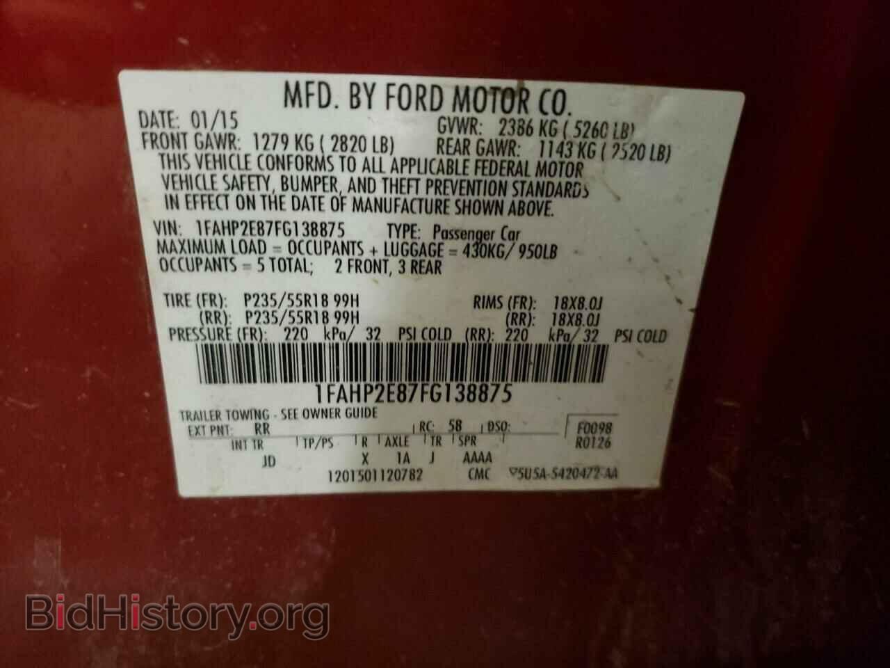 2015 FORD TAURUS - VIN: 1FAHP2E87FG138875 - Фото 10