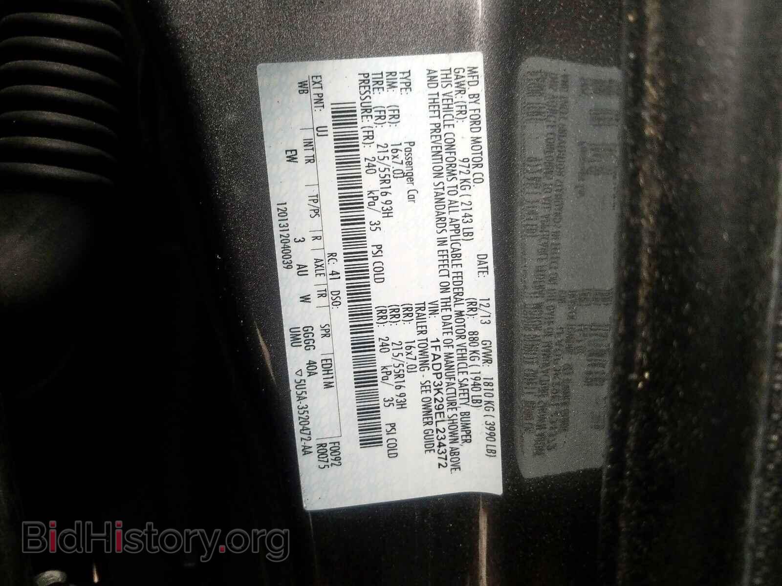 2014 FORD FOCUS - VIN: 1FADP3K29EL234372 - Фото 10