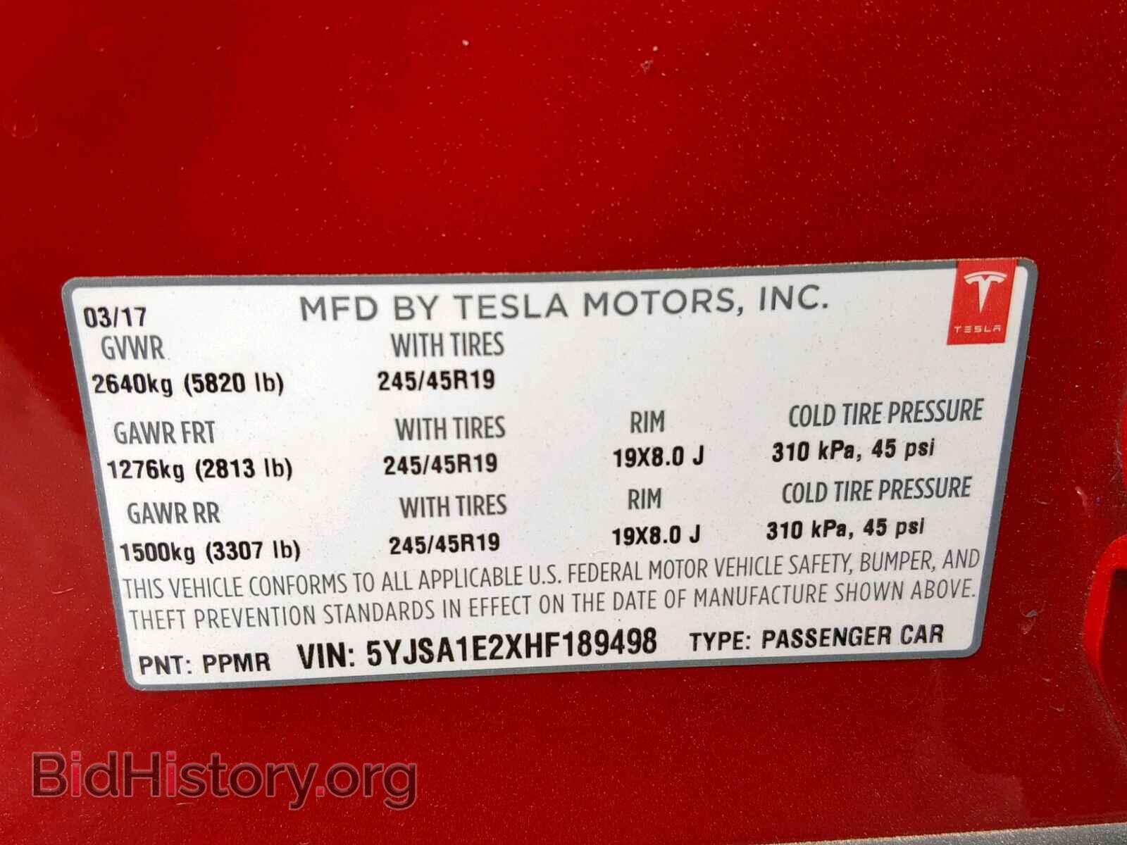 2017 TESLA MODEL S - VIN: 5YJSA1E2XHF189498 - Photo 10