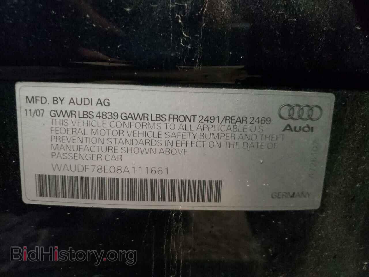 2008 AUDI A4 - VIN: WAUDF78E08A111661 - Фото 10