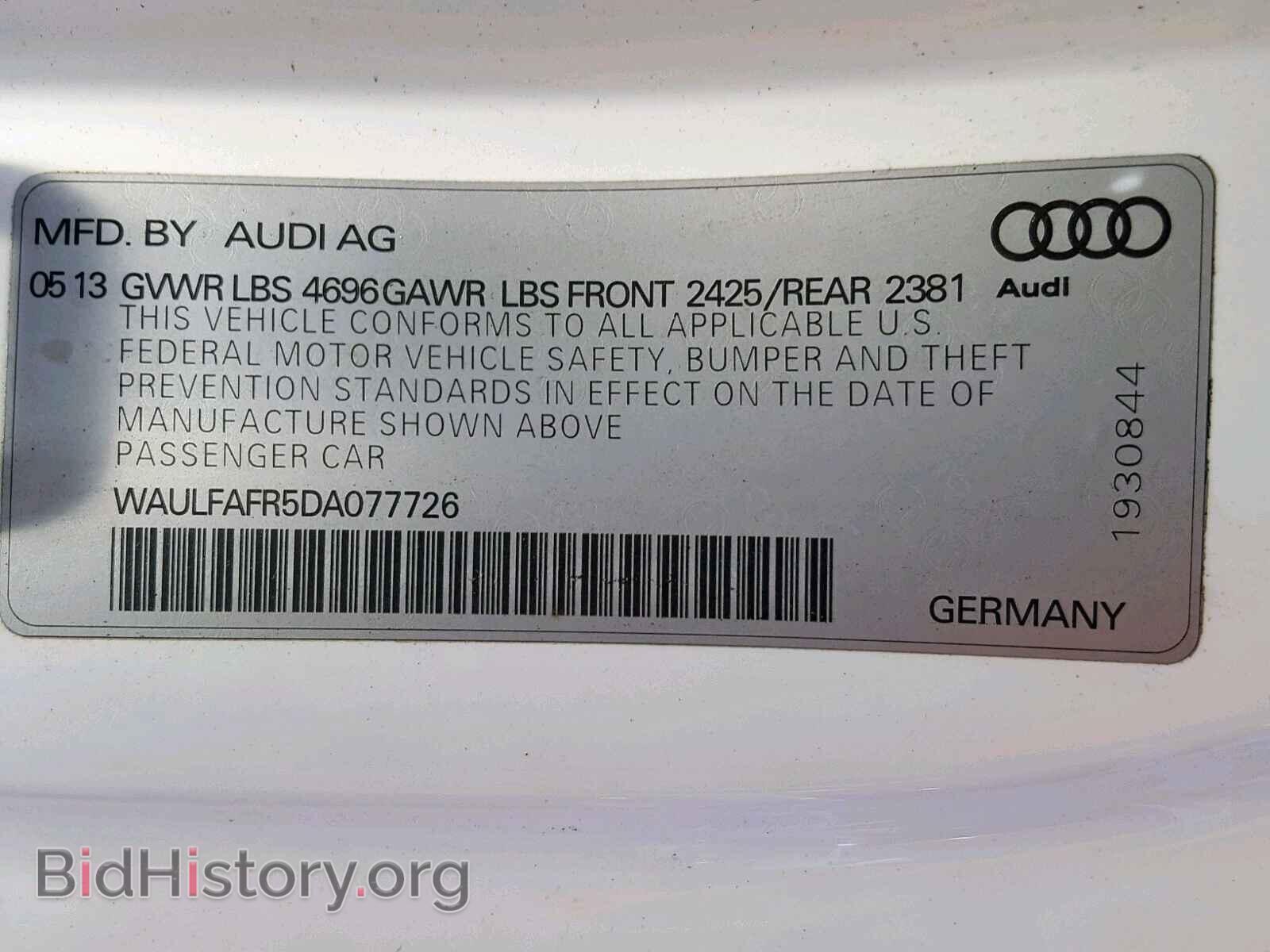 2013 AUDI A5 PREMIUM - VIN: WAULFAFR5DA077726 - Фото 10