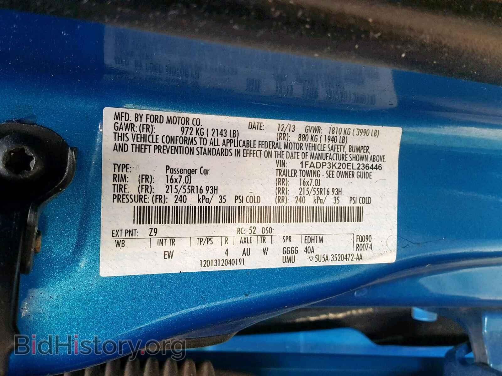 2014 FORD FOCUS SE - VIN: 1FADP3K20EL236446 - Фото 10