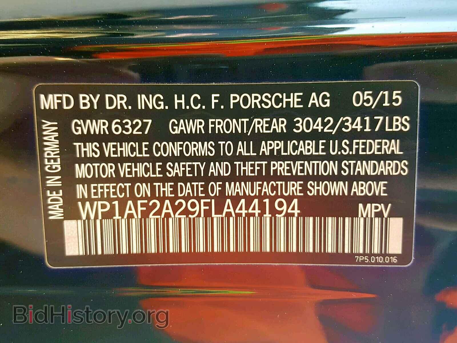 2015 PORSCHE CAYENNE - VIN: WP1AF2A29FLA44194 - Фото 10