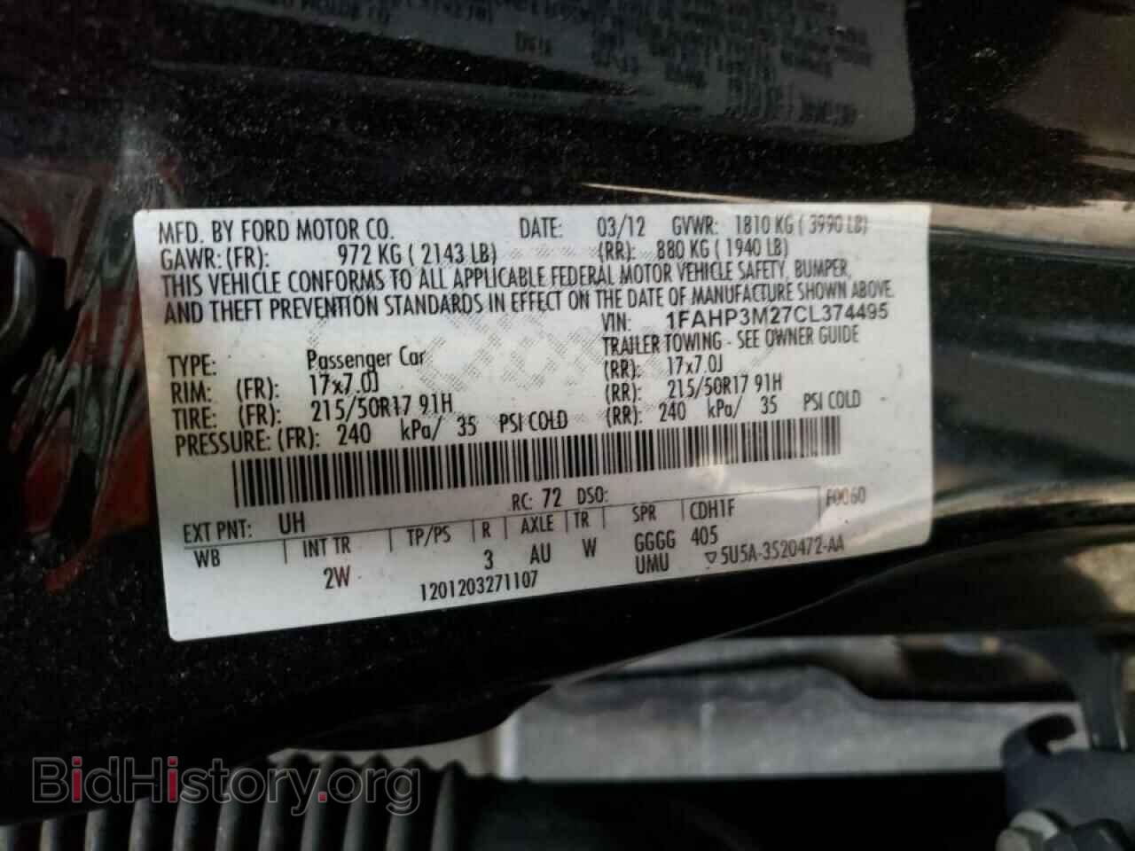2012 FORD FOCUS - VIN: 1FAHP3M27CL374495 - Фото 10