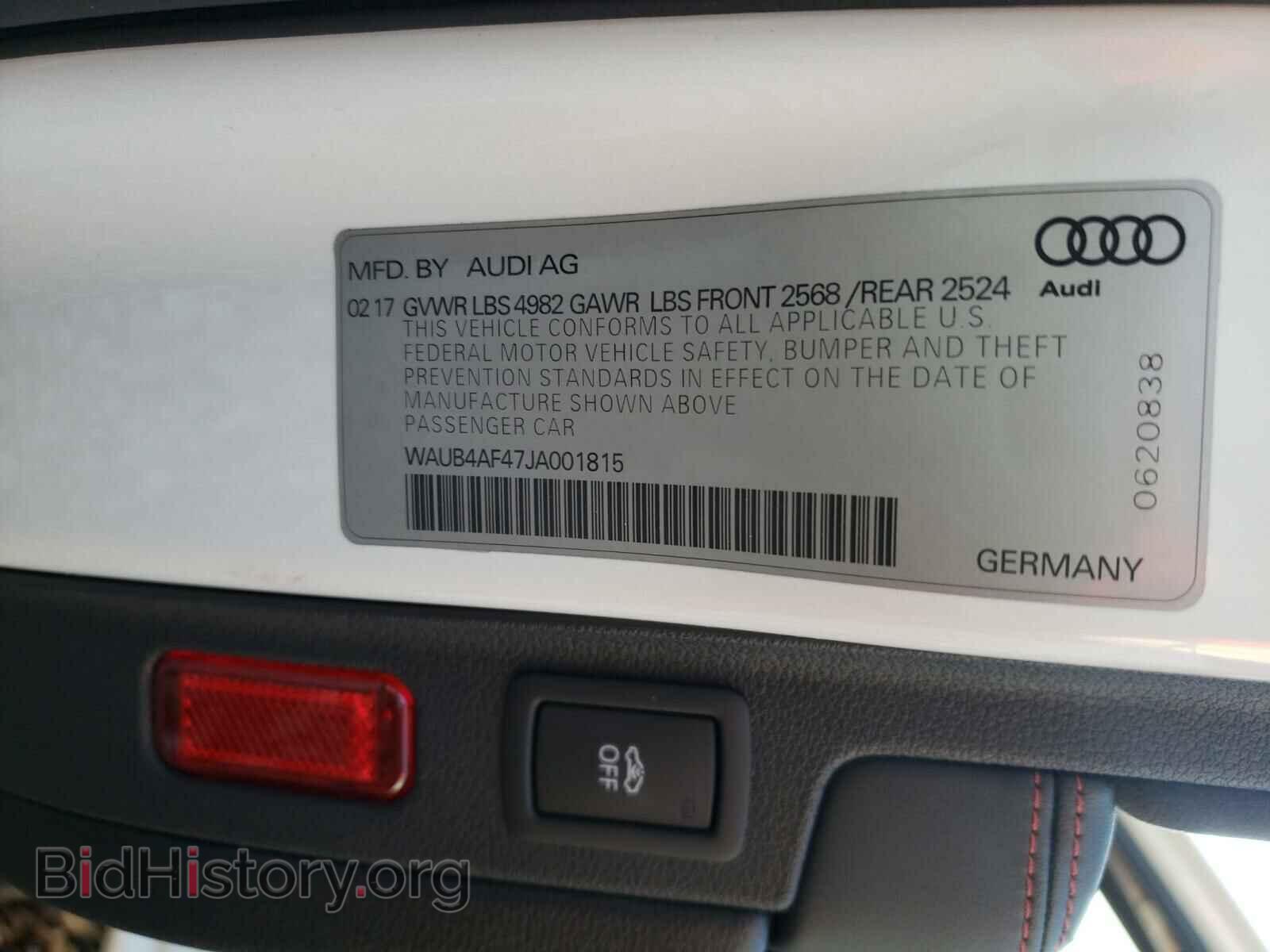 2018 AUDI S4/RS4 - VIN: WAUB4AF47JA001815 - Фото 10