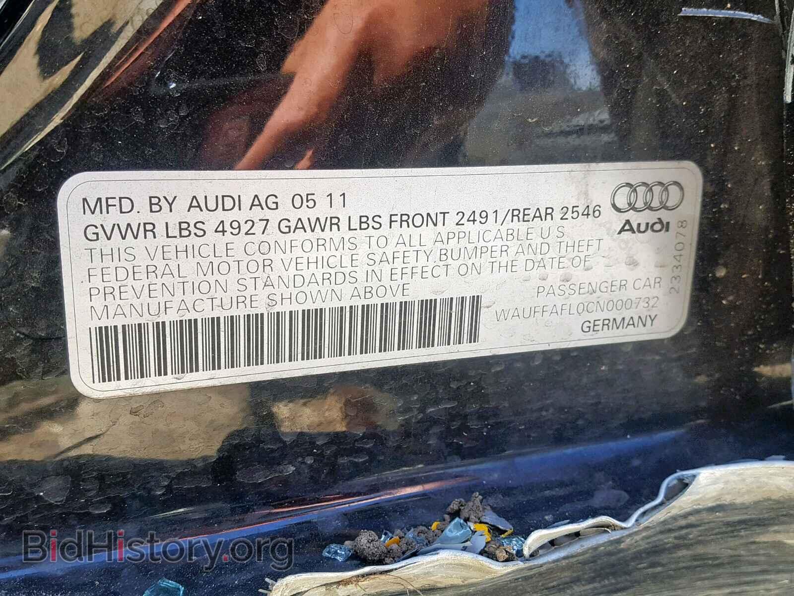 2012 AUDI A4 - VIN: WAUFFAFL0CN000732 - Фото 10