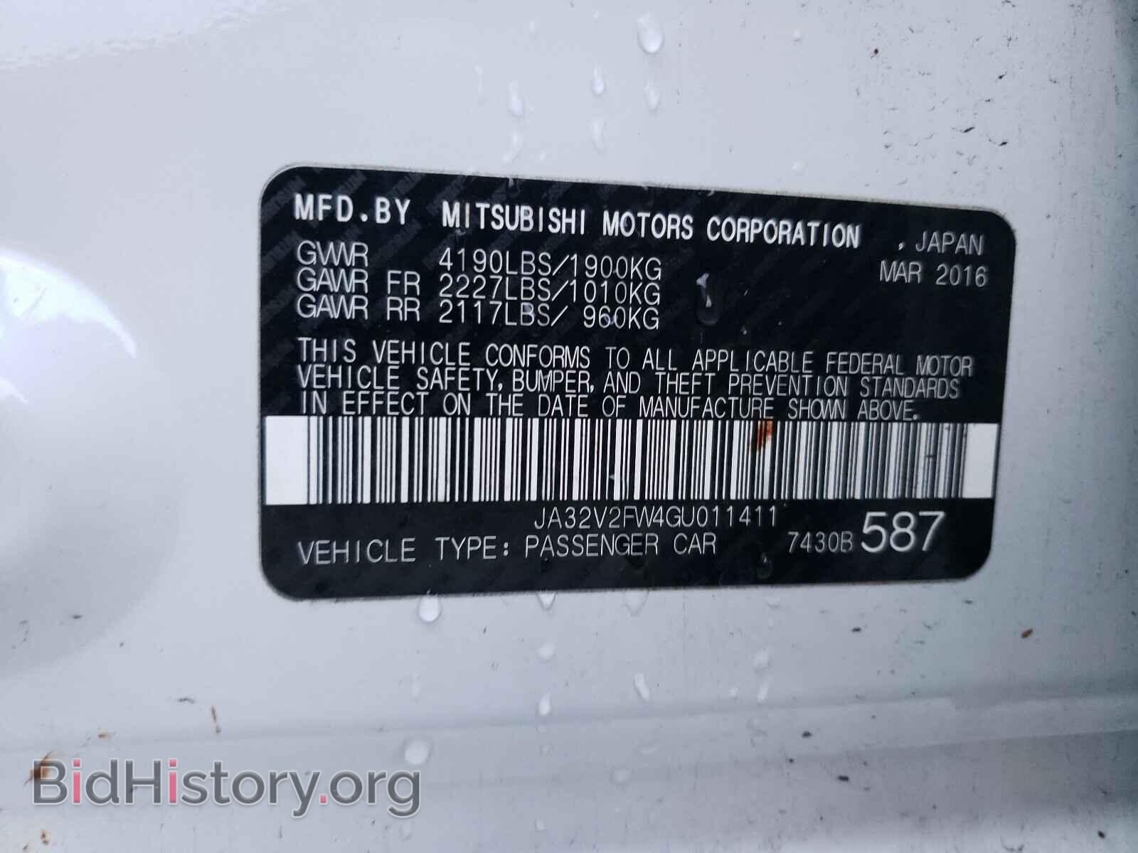 2016 MITSUBISHI LANCER - VIN: JA32V2FW4GU011411 - Фото 10