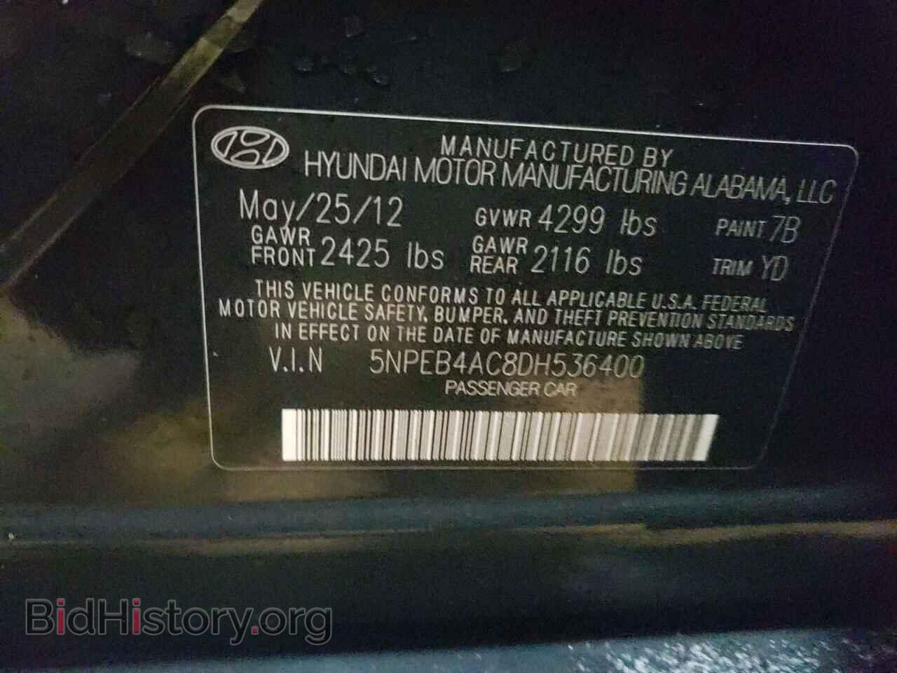 2013 HYUNDAI SONATA - VIN: 5NPEB4AC8DH536400 - Фото 10