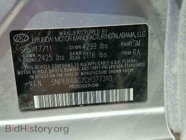 2012 HYUNDAI SONATA - VIN: 5NPEB4AC2CH377310 - Photo 10
