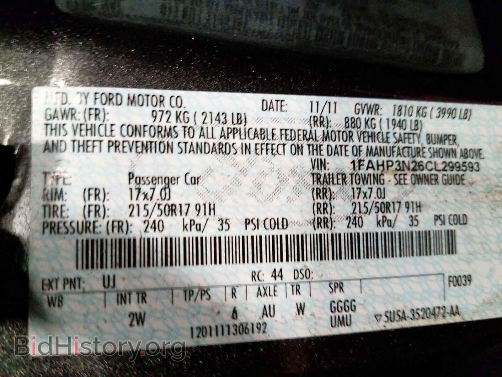2012 FORD FOCUS - VIN: 1FAHP3N26CL299593 - Фото 10