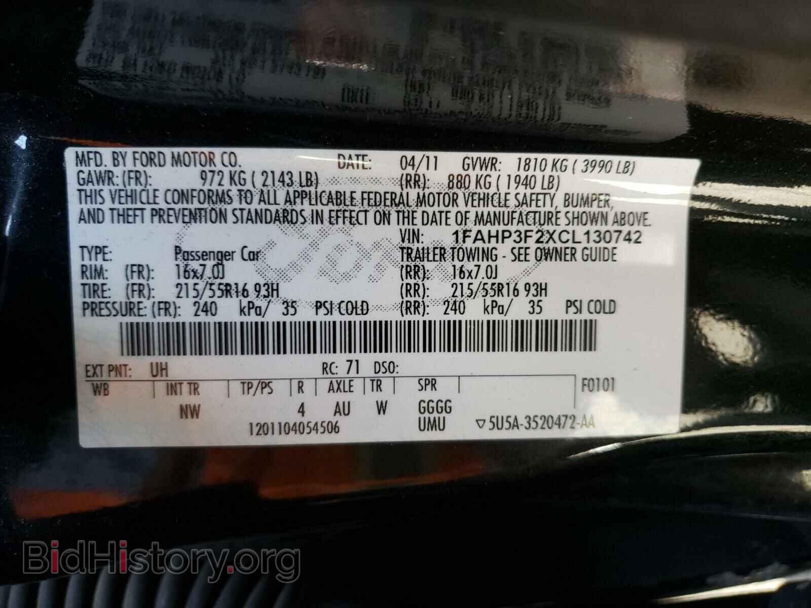 2012 FORD FOCUS - VIN: 1FAHP3F2XCL130742 - Фото 10