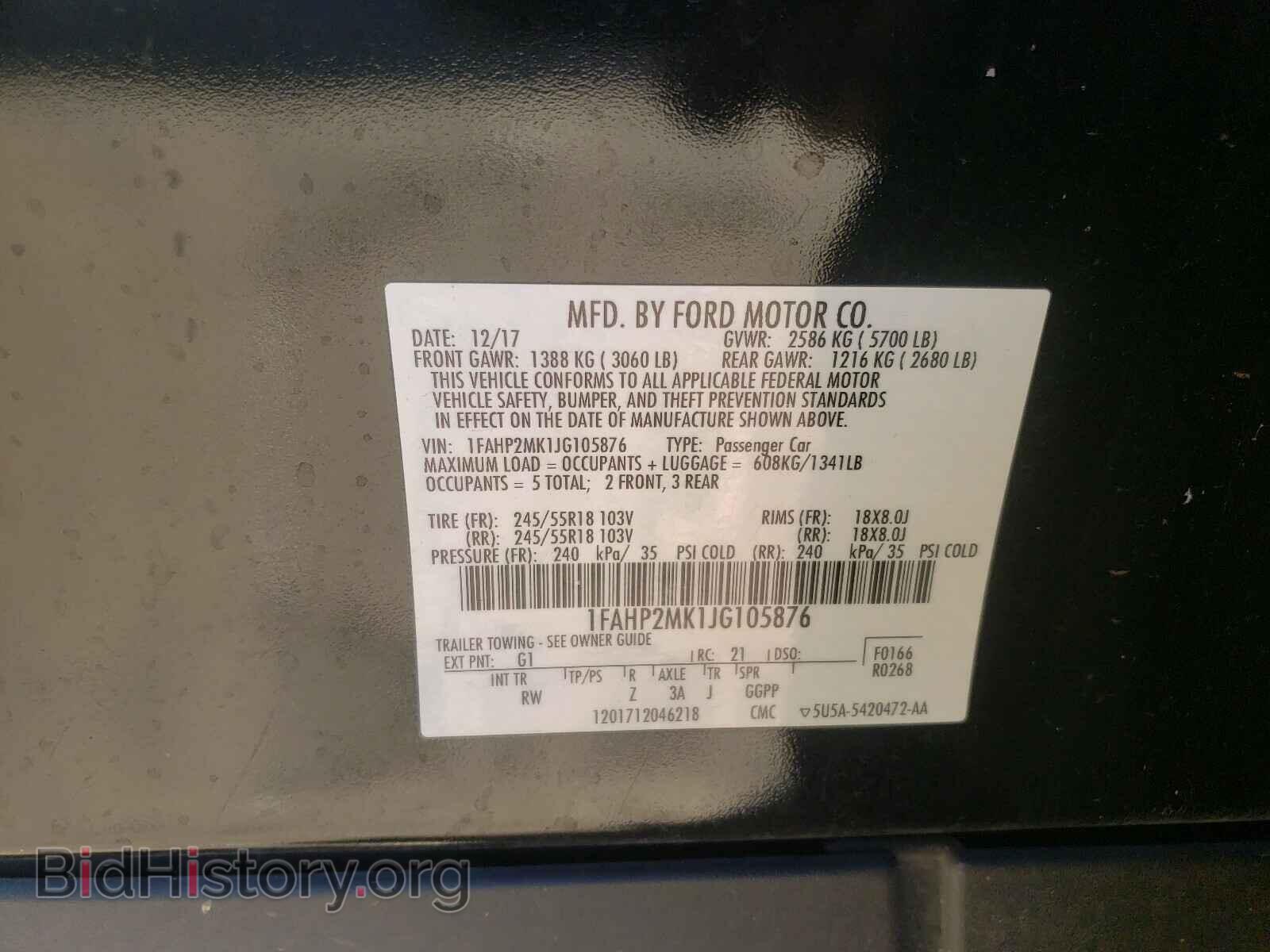 2018 FORD TAURUS - VIN: 1FAHP2MK1JG105876 - Photo 10