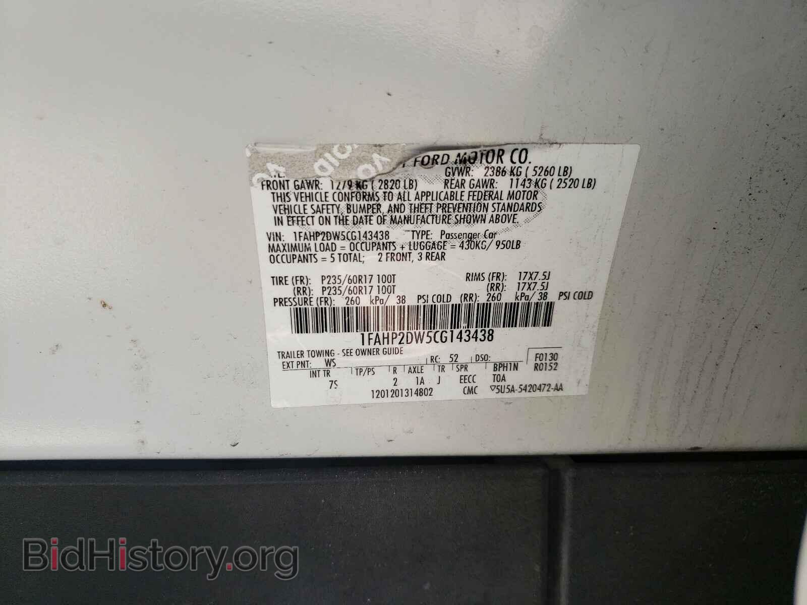 2012 FORD TAURUS - VIN: 1FAHP2DW5CG143438 - Фото 10