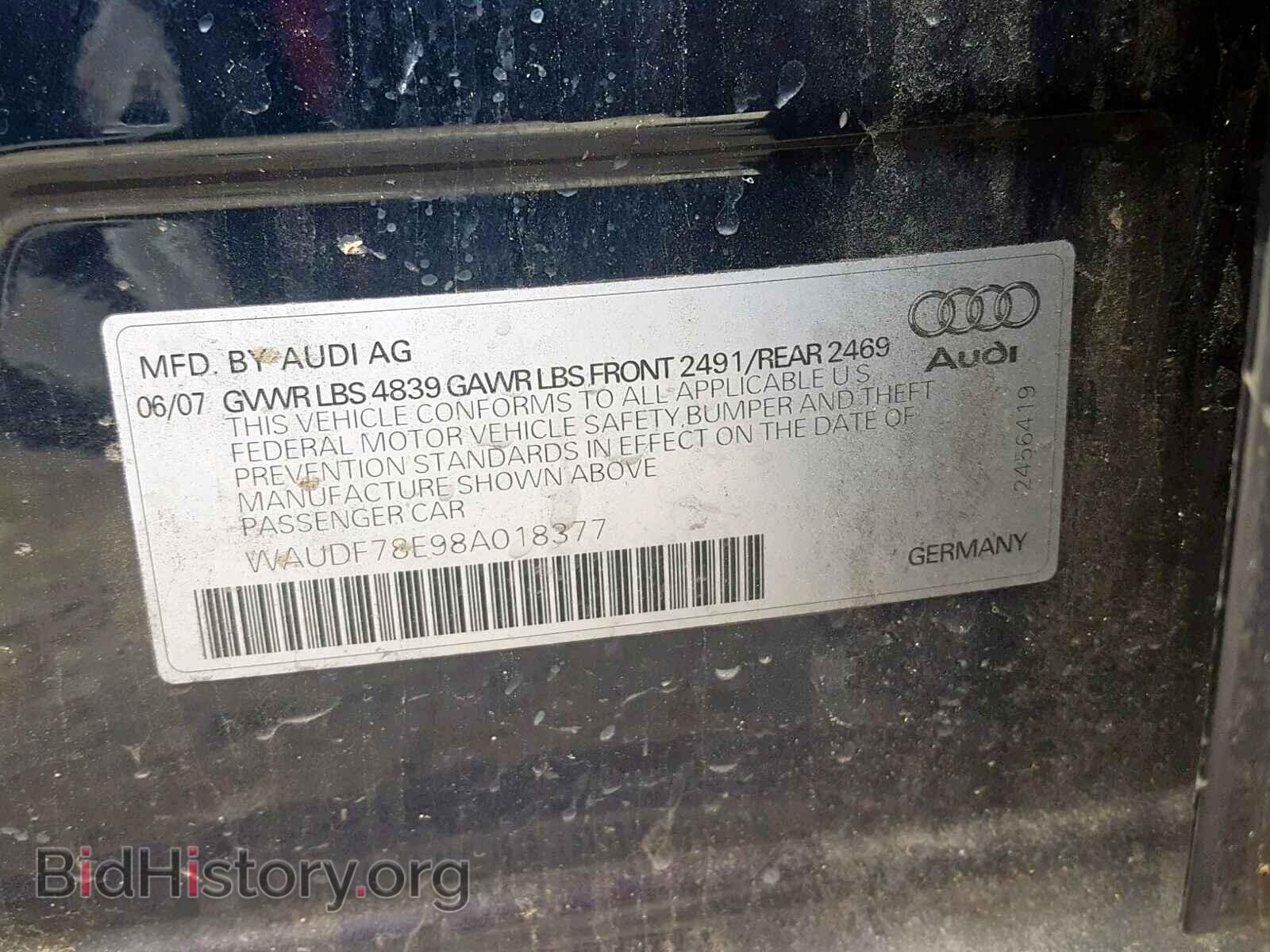 2008 AUDI A4 - VIN: WAUDF78E98A018377 - Фото 10