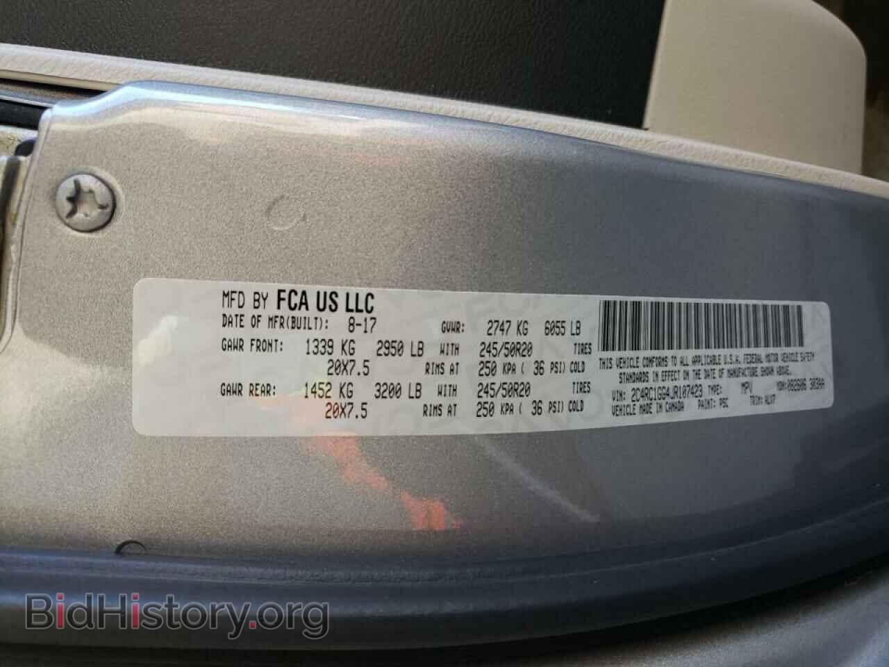 2018 CHRYSLER PACIFICA - VIN: 2C4RC1GG4JR107423 - Photo 10