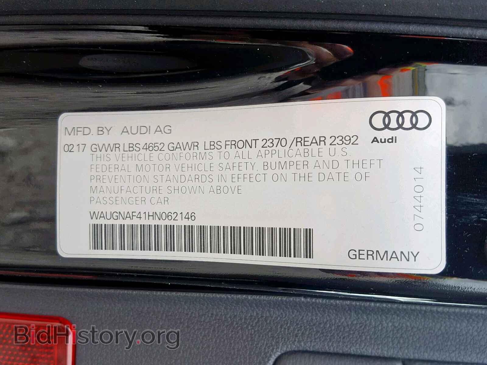 2017 AUDI A4 - VIN: WAUGNAF41HN062146 - Photo 10