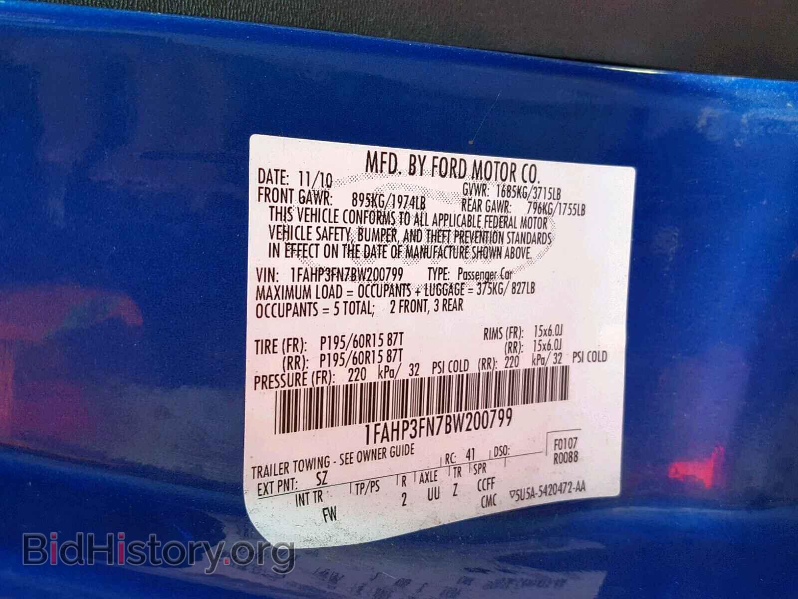 2011 FORD FOCUS SE - VIN: 1FAHP3FN7BW200799 - Photo 10