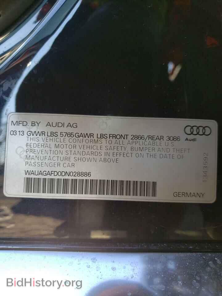 2013 AUDI A8 - VIN: WAUAGAFD0DN028886 - Фото 10