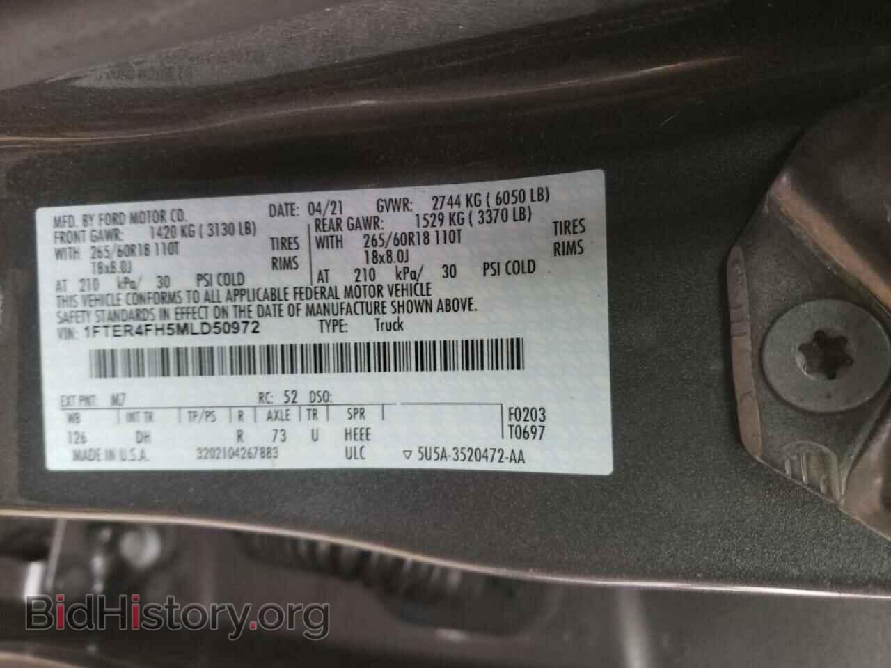 2021 FORD RANGER - VIN: 1FTER4FH5MLD50972 - Фото 10