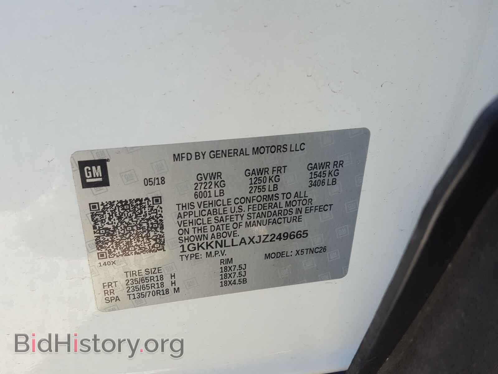 2018 GMC ACADIA - VIN: 1GKKNLLAXJZ249665 - Фото 10