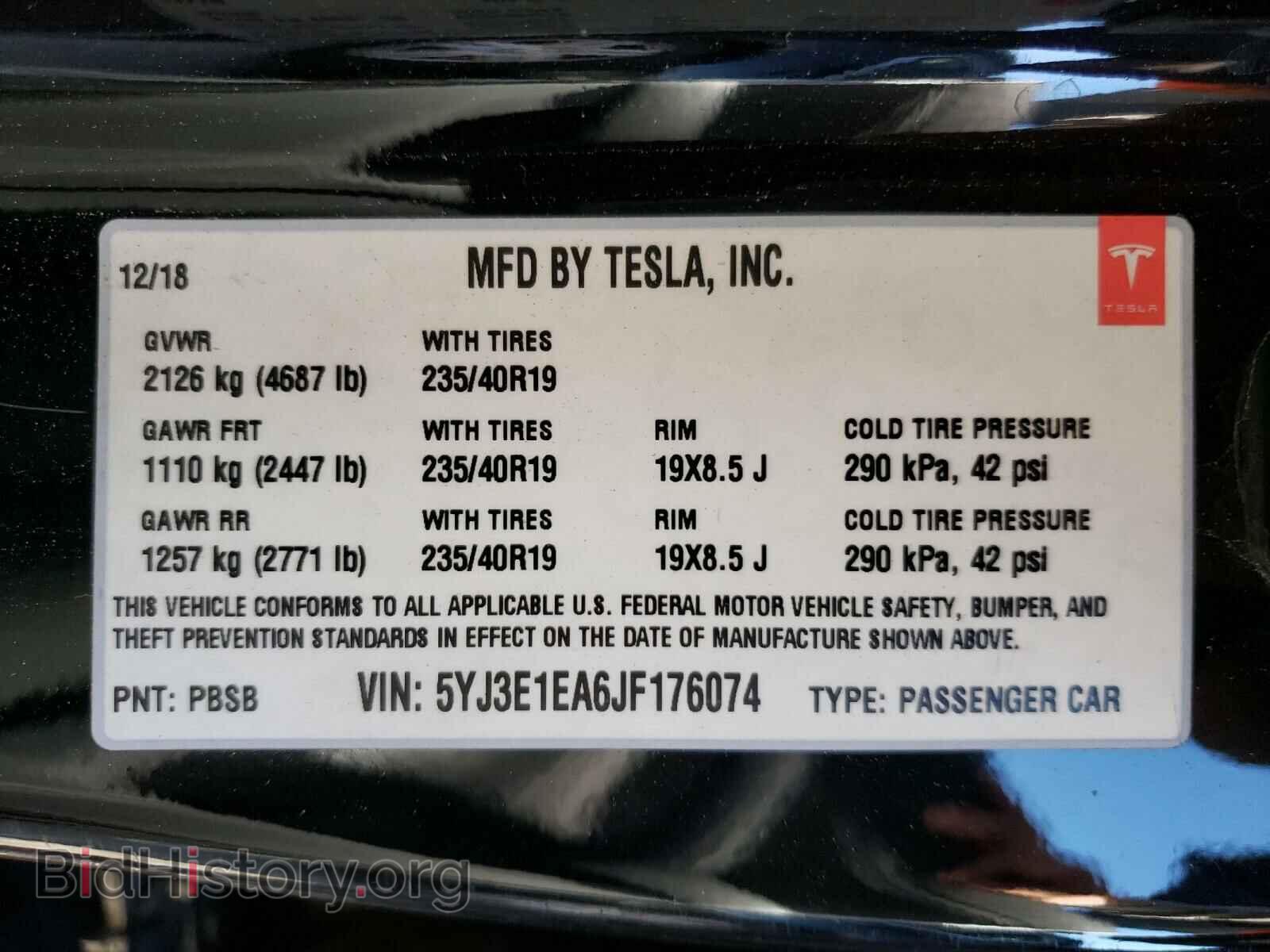 2018 TESLA MODEL 3 - VIN: 5YJ3E1EA6JF176074 - Photo 10