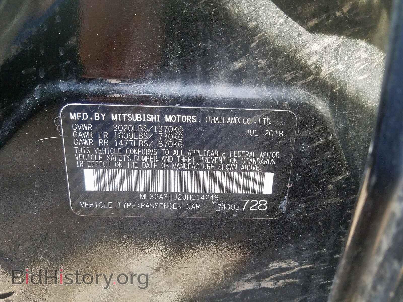 2018 MITSUBISHI MIRAGE - VIN: ML32A3HJ2JH014248 - Фото 10