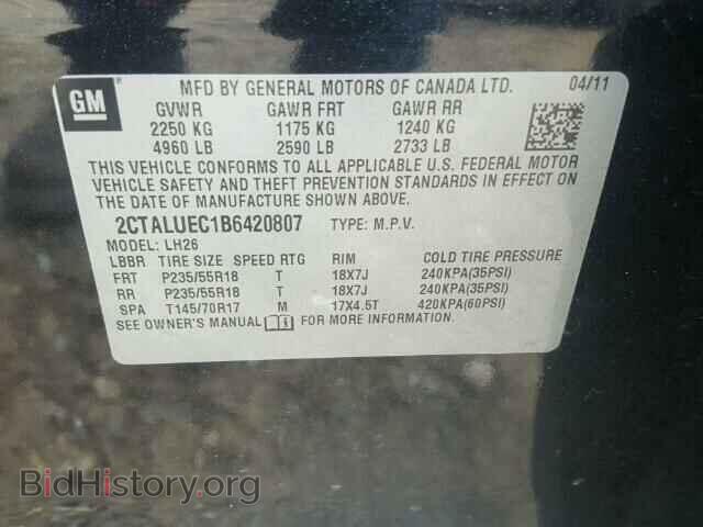 2011 GMC TERRAIN - VIN: 2CTALUEC1B6420807 - Photo 10