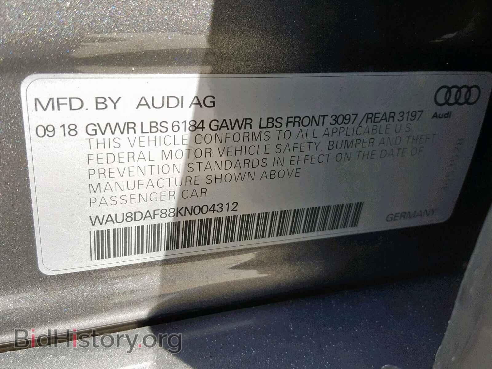 2019 AUDI A8 L - VIN: WAU8DAF88KN004312 - Фото 10