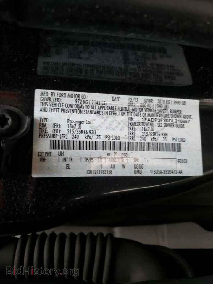 2013 FORD FOCUS - VIN: 1FADP3F20DL216657 - Фото 10