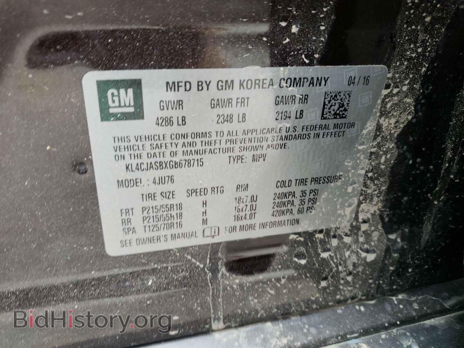 2016 BUICK ENCORE - VIN: KL4CJASBXGB678715 - Photo 10