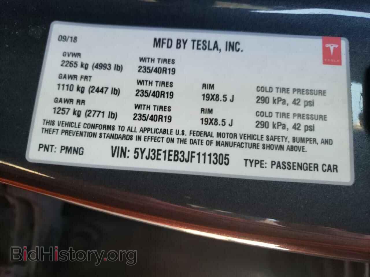2018 TESLA MODEL 3 - VIN: 5YJ3E1EB3JF111305 - Photo 10