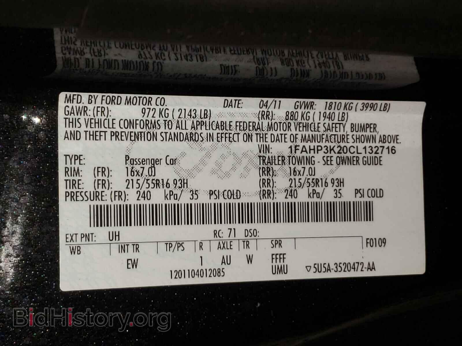 2012 FORD FOCUS - VIN: 1FAHP3K20CL132716 - Фото 10
