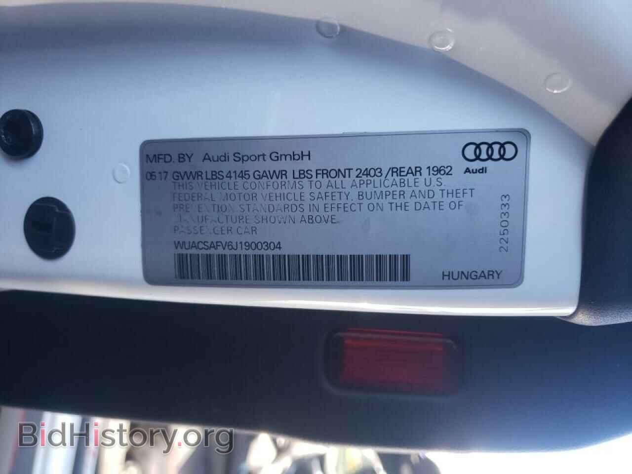 2018 AUDI TT - VIN: WUACSAFV6J1900304 - Фото 10
