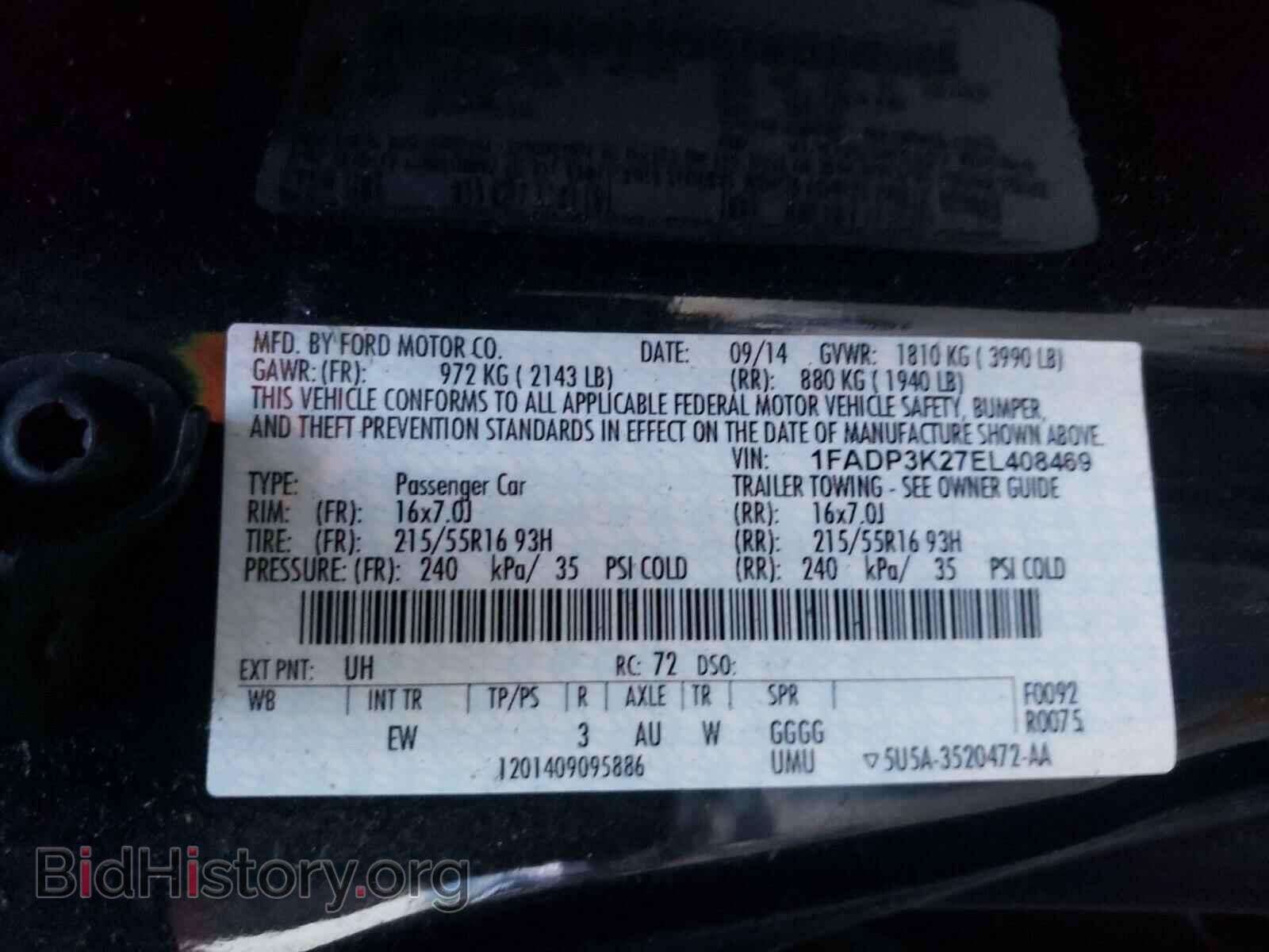 2014 FORD FOCUS - VIN: 1FADP3K27EL408469 - Фото 10
