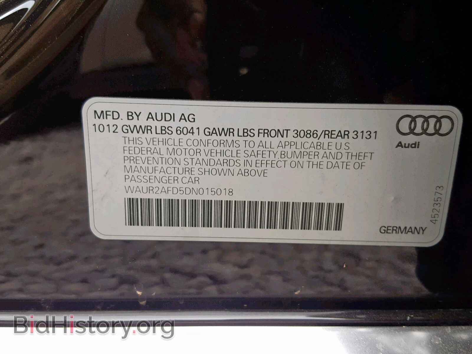 2013 AUDI A8 - VIN: WAUR2AFD5DN015018 - Фото 10