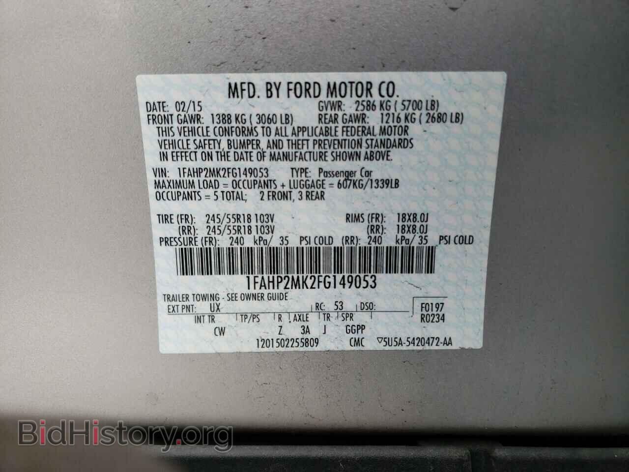 2015 FORD TAURUS - VIN: 1FAHP2MK2FG149053 - Photo 10