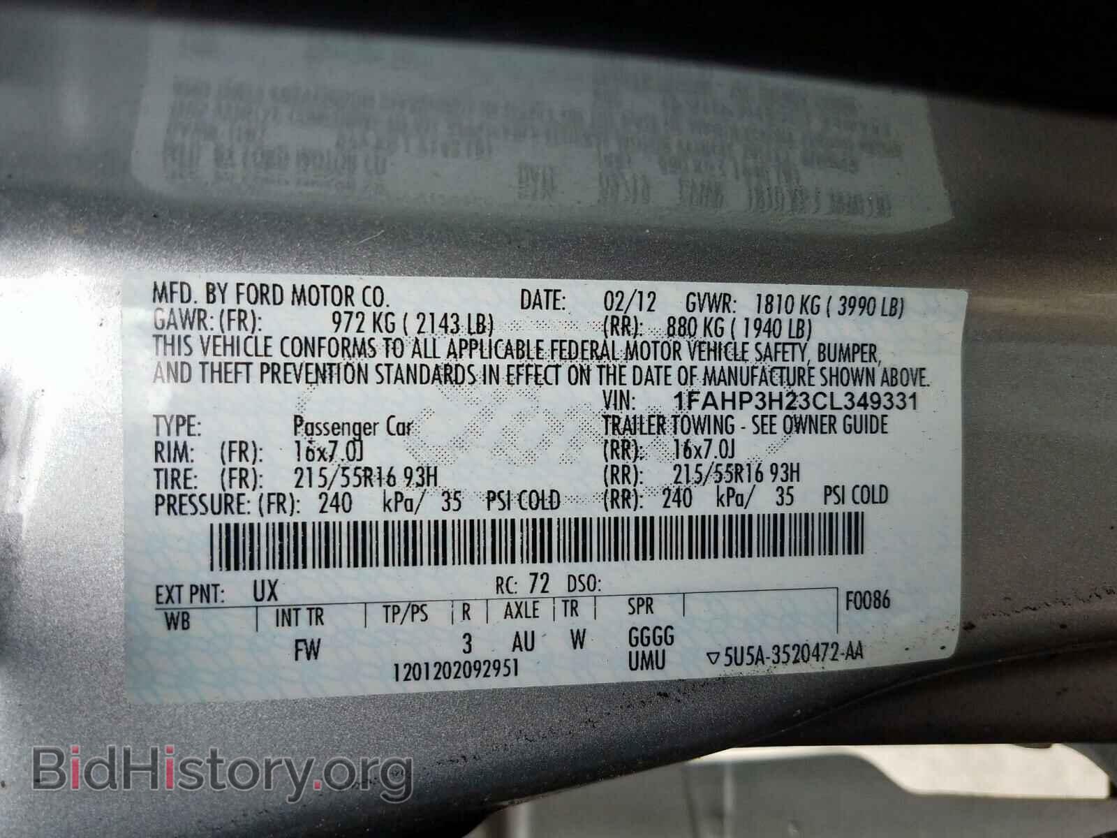 2012 FORD FOCUS - VIN: 1FAHP3H23CL349331 - Photo 10